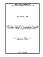 Phân tích và đề xuất một số giải pháp nhằm cải thiện tình hình tài chính tại công ty cổ phần thương mại kỹ thuật an việt 