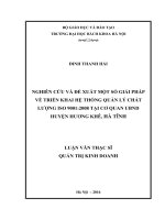Nghiên cứu và đề xuất một số giải pháp về triển khai hệ thống quản lý chất lượng ISO 90012008 tại cơ quan UBND huyện hương khê, hà tĩnh 