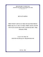 Phân tích và đề xuất một số giải pháp hoàn thiện quản lý đầu tư phát triển bằng nguồn vốn ngân sách nhà nước tại huyện đức thọ, tỉnh hà tĩnh 