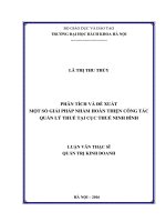 Phân tích và đề xuất một số giải pháp nhằm hoàn thiện công tác quản lý thuế tại cục thuế ninh bình 