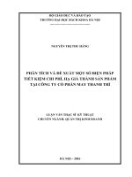 Phân tích và đề xuất một số biện pháp tiết kiệm chi phí, hạ giá thành sản phẩm tại công ty cổ phần may thanh trì 