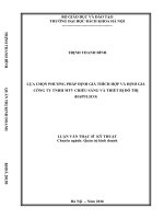 Lựa chọn phương pháp định giá thích hợp và định giá công ty TNHH MTV chiếu sáng và thiết bị đô thị (HAPULICO) 