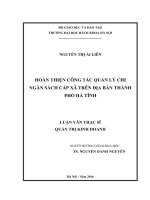 Hoàn thiện công tác quản lý chi ngân sách cấp xã trên địa bàn thành phố hà tĩnh, tỉnh 