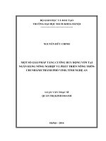 Một số giải pháp tăng cường huy động vốn tại ngân hàng nông nghiệp và phát triển nông thôn  chi nhánh thành phố vinh, tỉnh nghệ an 