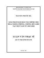 Giải pháp đảm bảo tài chính cho hoạt động phòng, chống HIV AIDS tại việt nam từ 2015 2020 