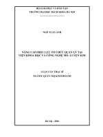 Nâng cao hiệu lực tổ chức quản lý tại viện khoa học và công nghệ mỏ   luyện kim 