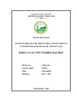Đánh giá hiệu quả hệ thống nông lâm kết hợp tại xã bành trạch   huyện ba bể   tỉnh bắc kạn 
