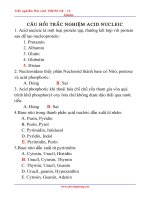 Câu hỏi trắc nghiệm acid nucleic có đáp án