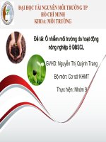 Ô nhiễm môi trường do hoạt động nông nghiệp ở ĐBSCL