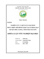 Nghiên cứu và đề xuất giải pháp phát triển mô hình nông lâm kết hợp tại xã Động Đạt  huyện Phú Lương  tỉnh Thái Nguyên.