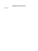 CHÍNH SÁCH CỔ TỨC VÀ GIÁ TRỊ DOANH NGHIỆP