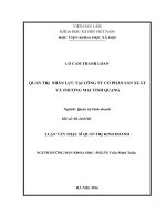 Quản trị nhân lực tại Công ty Cổ phần sản xuất và Thương mại Vinh Quang