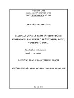 Giải pháp quản lý giám sát hoạt động kinh doanh tàu lưu trú trên vịnh hạ long, vịnh bái tử long