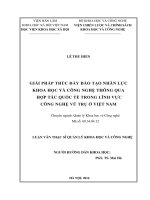 Giải pháp thúc đẩy đào tạo khoa học và công nghệ thông qua hợp tác quốc tế trong lĩnh vực công nghệ vũ trụ ở việt nam 