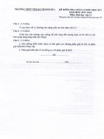 Đề thi học kì 1 môn Sinh học lớp 11 trường THPT Thuận Thành 1, Bắc Ninh năm học 2015 - 2016