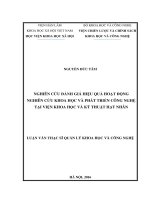 Nghiên cứu đánh giá hiệu quả hoạt động nghiên cứu khoa học và phát triển công nghệ tại viện khoa học và kỹ thuật hạt nhân 