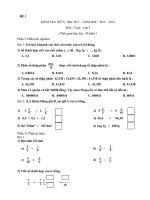 Đề kiểm tra giữa kỳ môn Toán lớp 5 năm học 2011 - 2012