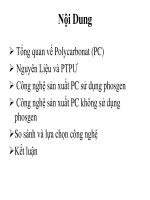 Công nghệ sản xuất PC  Poly cacbonat  Tiểu luận Công nghệ tổng hợp hợp chất trung gian  Nguyễn Hồng Liên  ĐHBKHN
