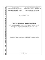 Chính sách thúc đẩy đổi mới công nghệ của doanh nghiệp nhỏ và vừa trong ngành công nghiệp hỗ trợ điện tử trên địa bàn hà nội