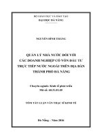 QUẢN lý NHÀ nước đối với các DOANH NGHIỆP có vốn đầu tư TRỰC TIẾP nước NGOÀI TRÊN địa bàn THÀNH PHỐ đà NẴNG 