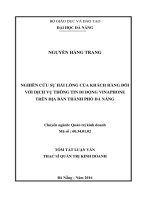 Nghiên cứu sự hài lòng của khách hàng đối với dịch vụ thông tin di dộng vinaphone trên địa bàn thành phố đà nẵng 