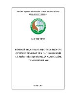 Đánh giá thực trạng việc thực hiện các quyền sử dụng đất của các hộ gia đình, cá nhân tại quận nam từ liêm, thành phố hà nội 