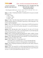 Đề thi khảo sát chất lượng môn Hóa học lớp 11 trường THPT Đồng Đậu, Vĩnh Phúc năm 2015 - 2016 (Lần 1)