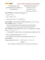 Đề thi giữa học kỳ 1 môn Toán lớp 11 trường THPT Thuận Thành số 3, Bắc Ninh năm học 2015 - 2016