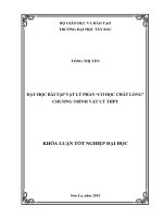 Dạy học bài tập vật lý phần “cơ học chất lưu” chương trình vật lý THPT 