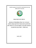 Đánh giá tình hình công tác cấp giấy chứng nhận quyền sử dụng đất, quyền sở hữu nhà ở và tài sản khác gắn liền với đất tại huyện giao thuỷ   tỉnh nam định 