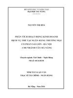 Phân tích hoạt động kinh doanh dịch vụ thẻ tại ngân hàng thương mại cổ phần sài gòn – hà nội   chi nhánh tây đà nẵng
