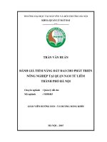 Đánh giá tiềm năng đất đai cho phát triển nông nghiệp tạiquận nam từ liêm, thành phố hà nội 