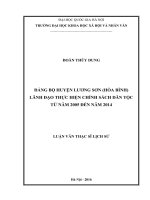 Đảng bộ huyện lương sơn (hòa bình) lãnh đạo thực hiện chính sách dân tộc từ năm 2005 đến năm 2014 