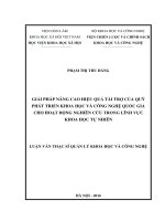 Giải pháp nâng cao hiệu quả tài trợ của quỹ phát triển khoa học và công nghệ quốc gia cho hoạt động nghiên cứu trong lĩnh vực khoa học tự nhiên 
