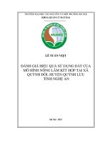 Đánh giá hiệu quả sử dụng đất của mô hình nông lâm kết hợp tại xã quỳnh đôi, huyện quỳnh lưu, tỉnh nghệ an 