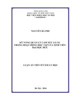 Kỹ năng quản lý cảm xúc lo âu trong hoạt động học tập của sinh viên Đại học Huế