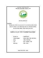 Đánh giá công tác quản lý và sử dụng hóa chất bảo vệ thực vật trên địa bàn xã thượng đình – huyện phú bình – tỉnh thái nguyên