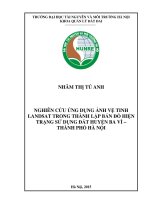Nghiên cứu ứng dụng ảnh vệ tinh landsat trong thành lập bản đồ hiện trạng sử dụng đất tại huyện ba vì, thành phố hà nội 
