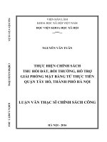 Thực hiện chính sách thu hồi đất, bồi thường, hỗ trợ giải phóng mặt bằng từ thực tiễn quận tây hồ, thành phố hà nội