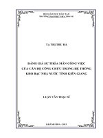Đánh giá sự thỏa mãn công việc của cán bộ công chức trong hệ thống kho bạc nhà nước tỉnh kiên giang 