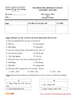 Đề thi học kì 1 môn Lịch sử - Địa lý lớp 5 trường tiểu học Toàn Thắng năm 2015 - 2016