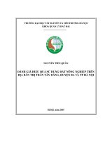 Đánh giá hiệu quả sử dụng đất nông nghiệp trên địa bàn thị trấn tây đằng, huyện ba vì, TP hà nội 