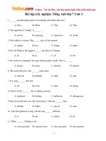 Bài tập trắc nghiệm Tiếng Anh lớp 7 Unit 3