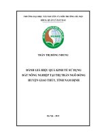 Đánh giá hiệu quả kinh tế sử dụng đất nông nghiệp trên địa bàn thị trấn ngô đồng, huyện giao thủy, tỉnh nam định 