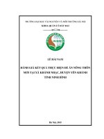 Đánh giá kết quả thực hiện đề án quy hoạch xây dựng nông thôn mới tại xã khánh nhạc, huyện yên khánh, tỉnh ninh bình 