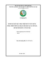 Đánh giá kết quả thực hiện đề án xây dựng nông thôn mới giai đoạn 2010 2014 tại xã yên sở, huyện hoài đức, tp  hà nội 