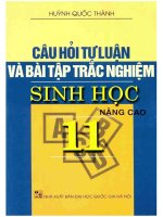 Câu hỏi tự luận và bài tập trắc nghiệm sinh học 11 nâng cao phần 1 