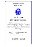 Nâng cao hiệu quả sử dụng lao động tại bộ phận nhà hàng của khách sạn thắng lợi 