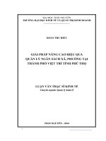 Giải pháp nâng cao hiệu quả quản lý ngân sách xã, phường tại thành phố việt trì tỉnh phú thọ 