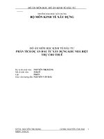 ĐỒ án KINH tế đầu tư PHÂN TÍCH DỰ ÁN ĐẦU TƯ XÂY DỰNG KHU NHÀ BIỆT THỰ CHO THUÊ